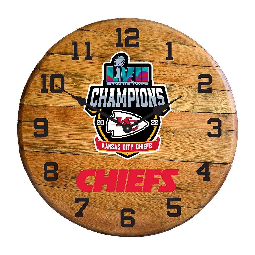 Imperial Kansas City Chiefs Super Bowl LVII Champions 21" Oak Barrell Clock