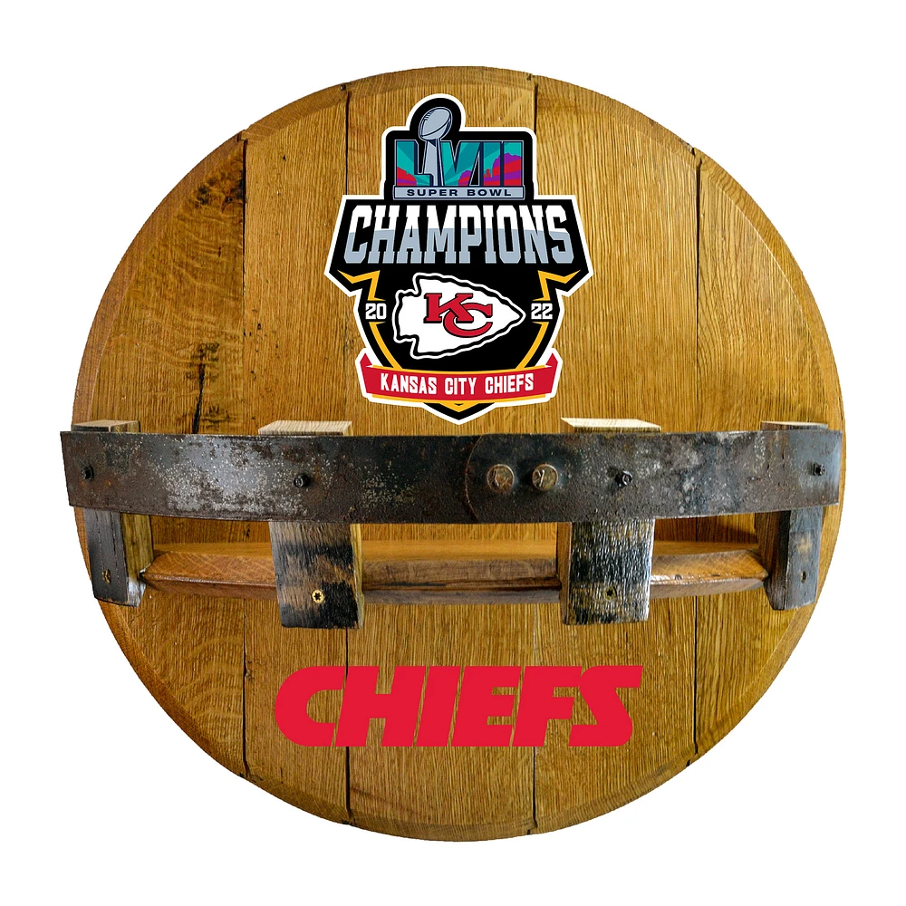 Imperial Kansas City Chiefs Super Bowl LVII Champions 21'' Reclaimed Oak Bar Shelf