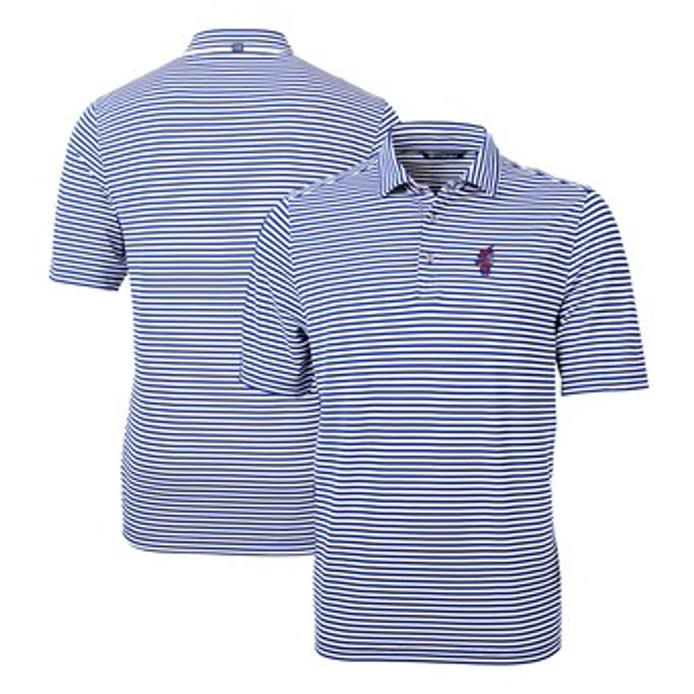 Men's Cutter & Buck Royal Florida Gators Swinging Gator Virtue Eco Pique Stripe Recycled Polo