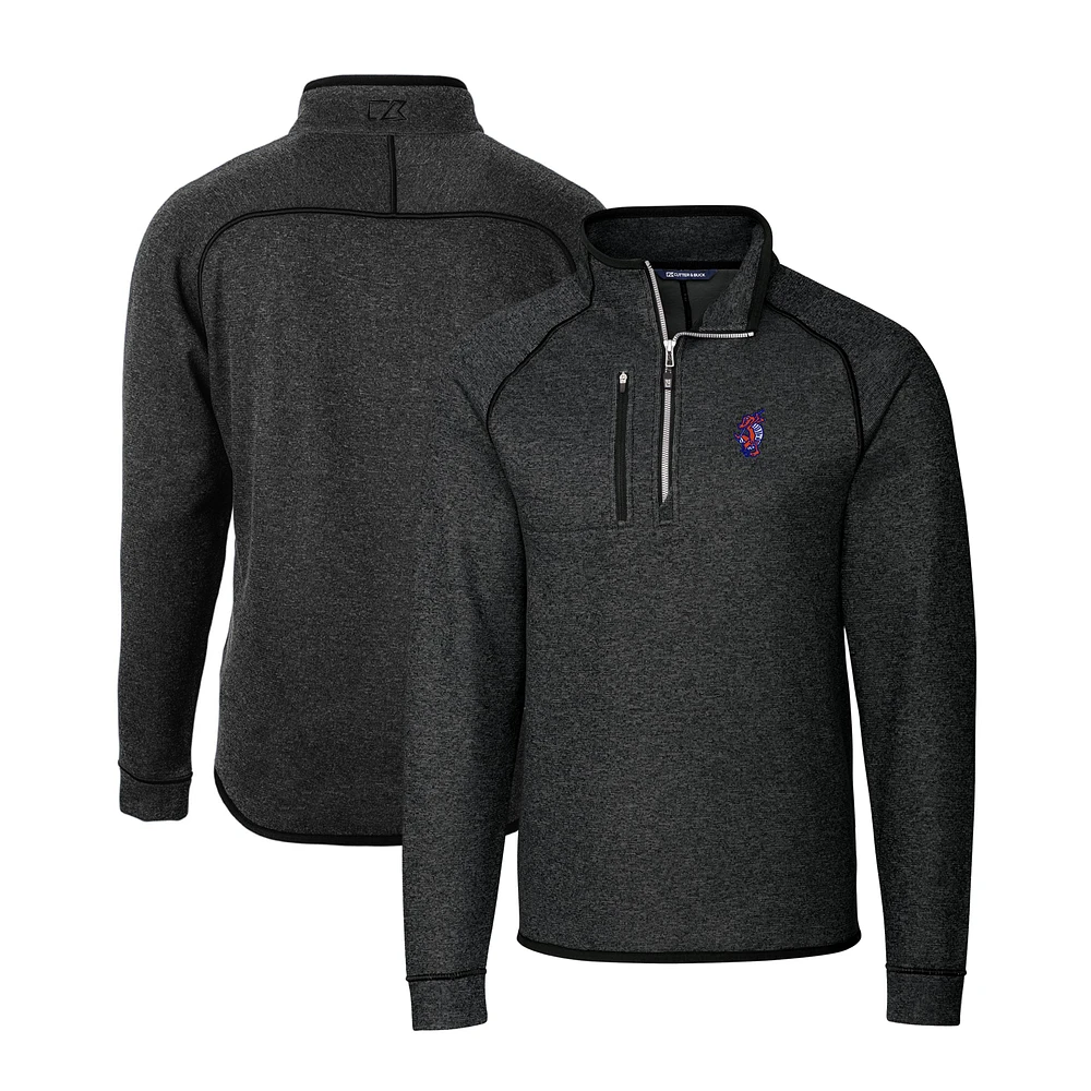 Men's Cutter & Buck Heather Charcoal Florida Gators Swinging Gator Big & Tall Mainsail Sweater-Knit Half-Zip Pullover Jacket