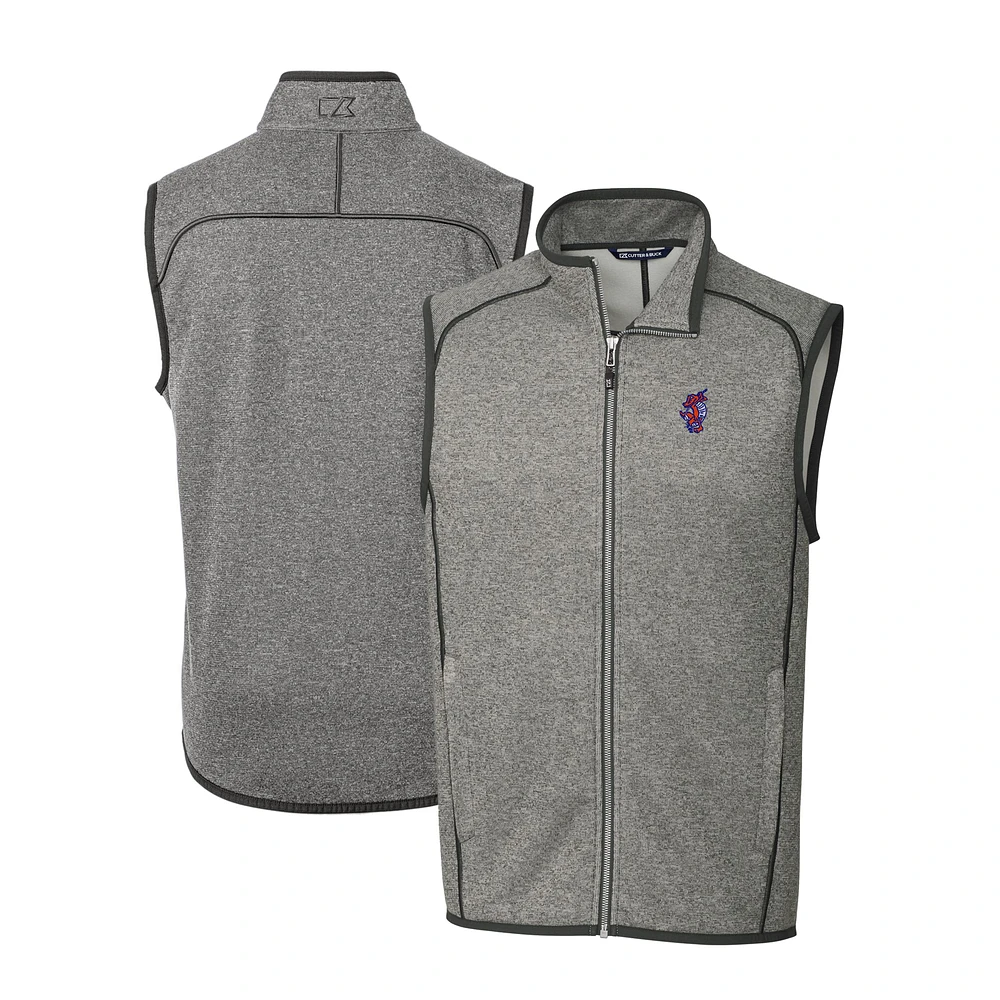 Men's Cutter & Buck Heather Gray Florida Gators Swinging Gator Big & Tall Mainsail Sweater-Knit Full-Zip Vest