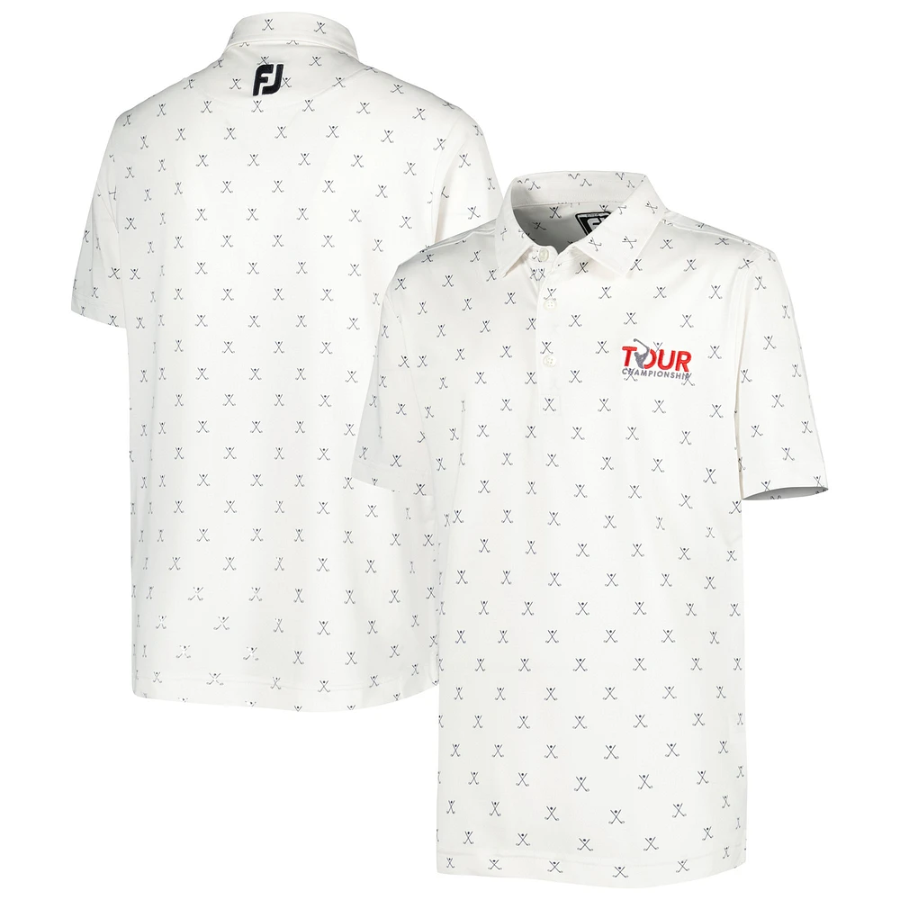Youth FootJoy White TOUR Championship Print Golf Polo