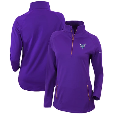 Women's Columbia Purple Charlotte Hornets Omni-Wick Outward Nine Quarter-Zip Pullover Top