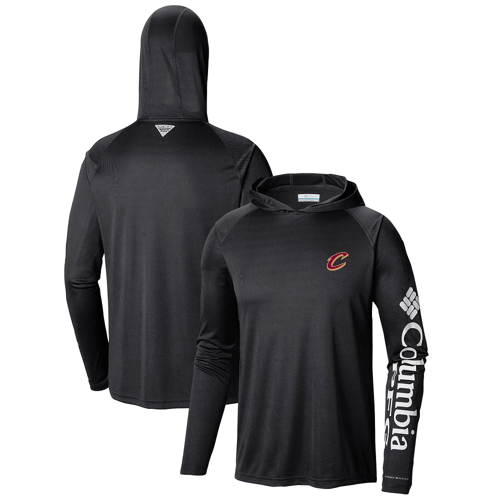 Men's Columbia Black Cleveland Cavaliers Terminal Tackle Long Sleeve Hoodie T-Shirt