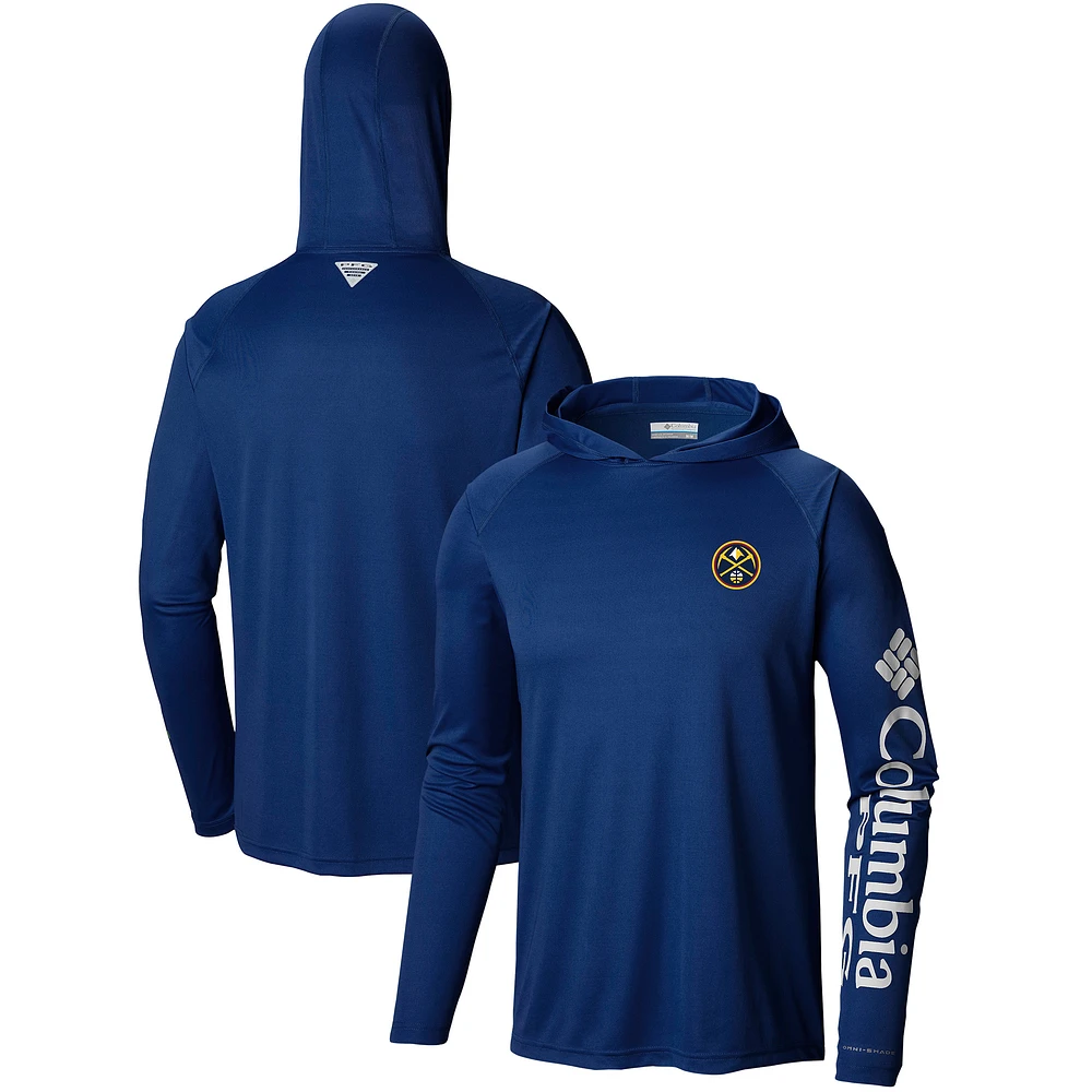 Men's Columbia Navy Denver Nuggets Terminal Tackle Long Sleeve Hoodie T-Shirt