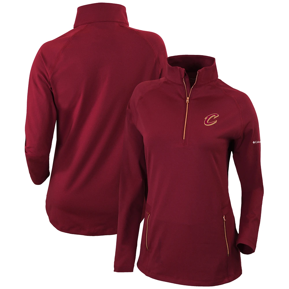 Women's Columbia Burgundy Cleveland Cavaliers Omni-Wick Outward Nine Quarter-Zip Pullover Top