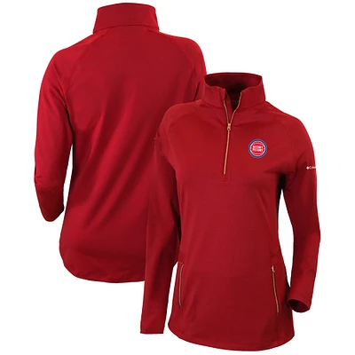 Women's Columbia Red Detroit Pistons Omni-Wick Outward Nine Quarter-Zip Pullover Top