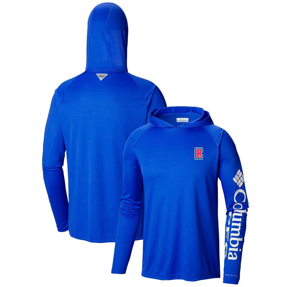 Men's Columbia Blue LA Clippers Terminal Tackle Long Sleeve Hoodie T-Shirt
