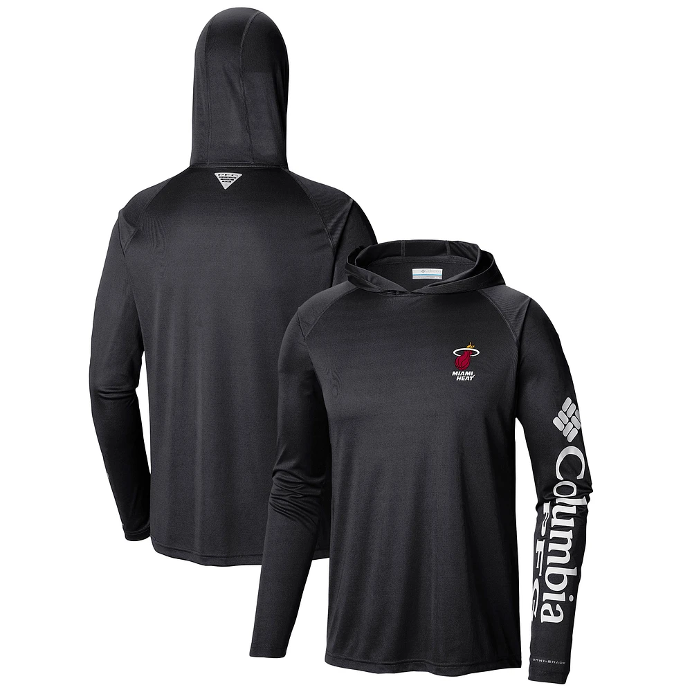 Men's Columbia Black Miami Heat Terminal Tackle Long Sleeve Hoodie T-Shirt