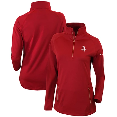 Women's Columbia Red Houston Rockets Omni-Wick Outward Nine Quarter-Zip Pullover Top