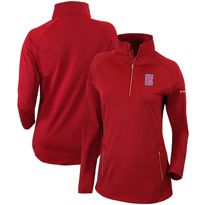 Women's Columbia Red LA Clippers Omni-Wick Outward Nine Quarter-Zip Pullover Top