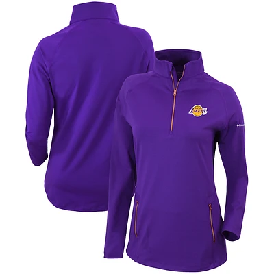 Women's Columbia Purple Los Angeles Lakers Omni-Wick Outward Nine Quarter-Zip Pullover Top