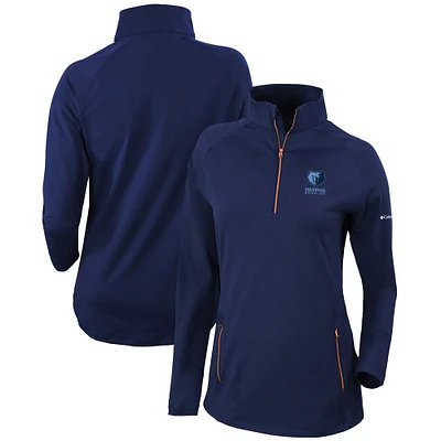 Women's Columbia Navy Memphis Grizzlies Omni-Wick Outward Nine Quarter-Zip Pullover Top