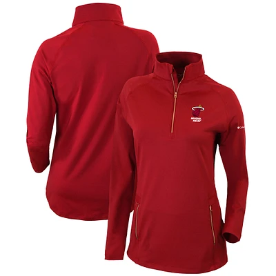 Women's Columbia Red Miami Heat Omni-Wick Outward Nine Quarter-Zip Pullover Top