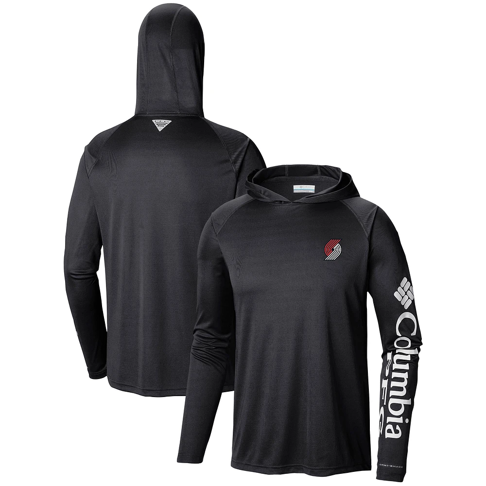 Men's Columbia Black Portland Trail Blazers Terminal Tackle Long Sleeve Hoodie T-Shirt