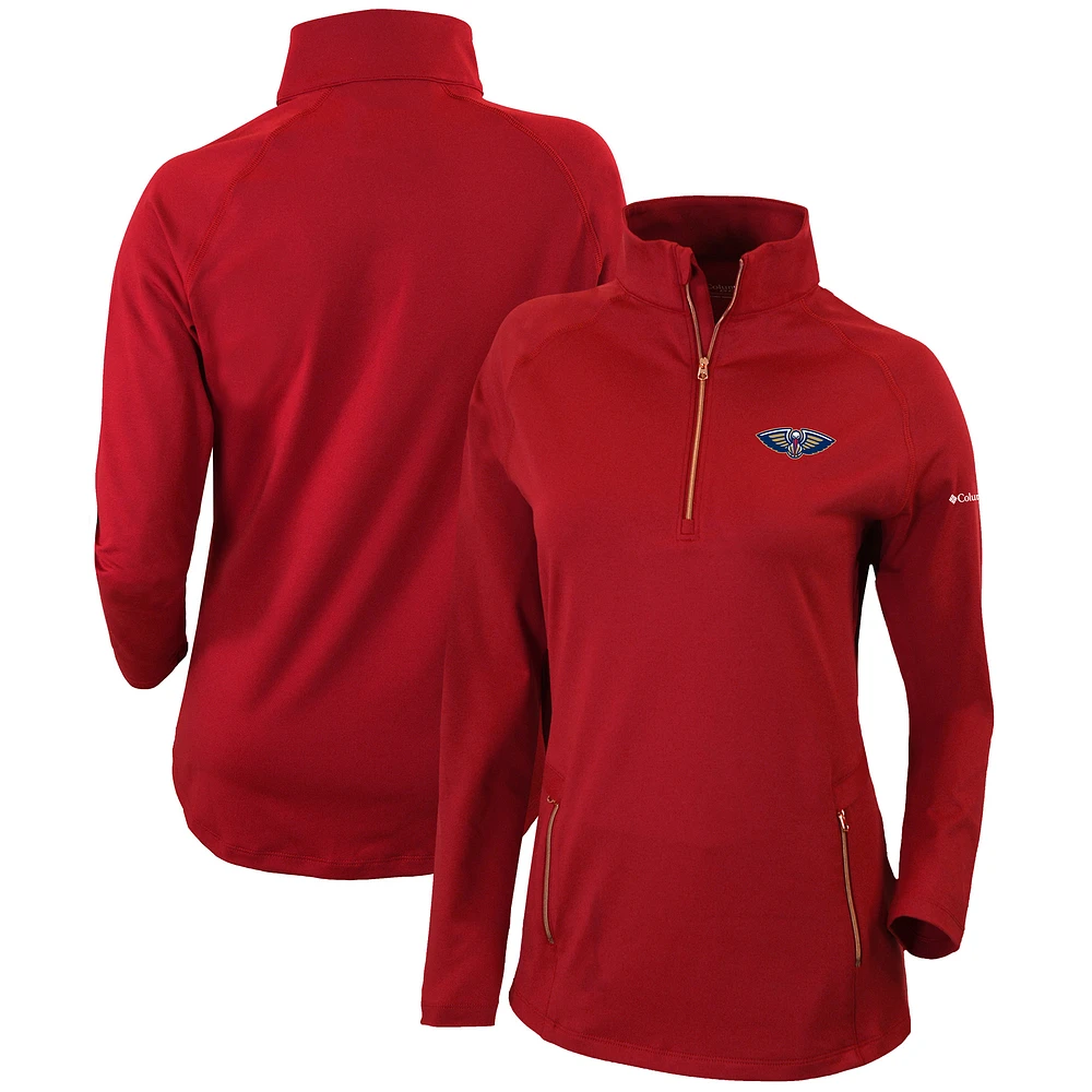 Women's Columbia Red New Orleans Pelicans Omni-Wick Outward Nine Quarter-Zip Pullover Top
