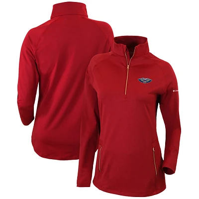 Women's Columbia Red New Orleans Pelicans Omni-Wick Outward Nine Quarter-Zip Pullover Top