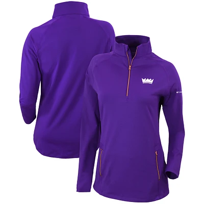 Women's Columbia Purple Sacramento Kings Omni-Wick Outward Nine Quarter-Zip Pullover Top
