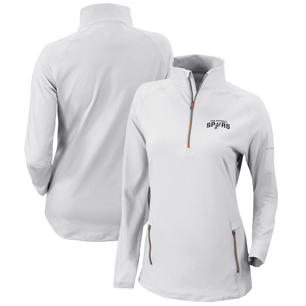 Women's Columbia White San Antonio Spurs Omni-Wick Outward Nine Quarter-Zip Pullover Top