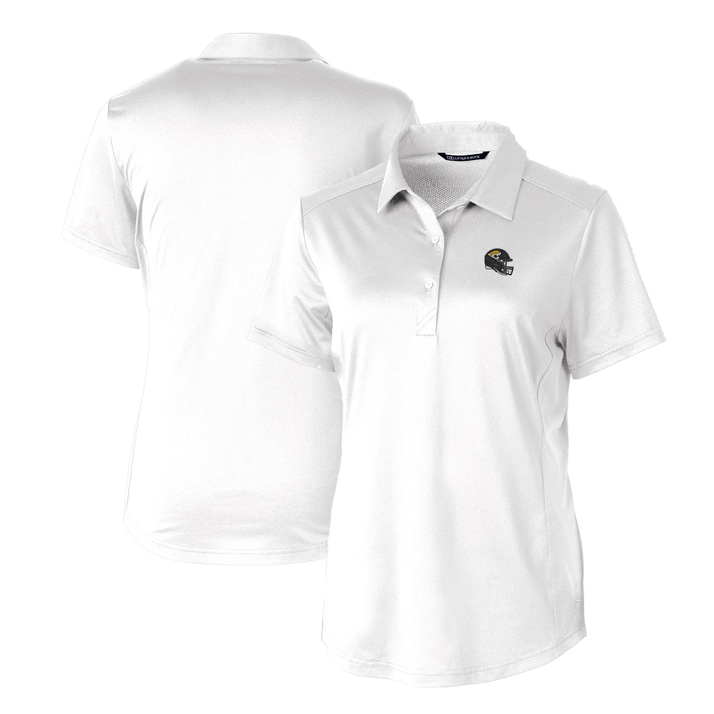 Women's Cutter & Buck White Jacksonville Jaguars Helmet Logo DryTec Prospect Textured Stretch Polo