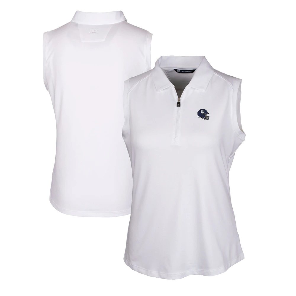 Women's Cutter & Buck White New York Giants Helmet Logo DryTec Forge Stretch Sleeveless Polo