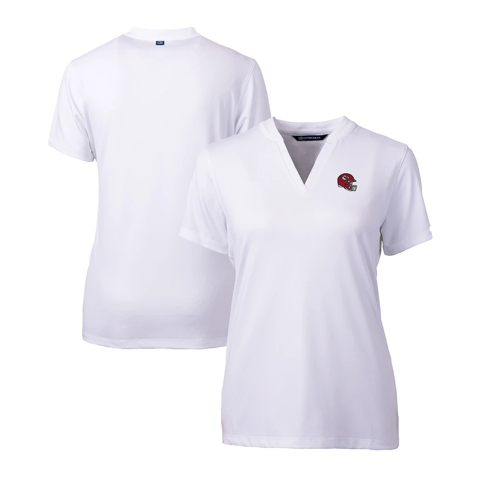 Women's Cutter & Buck White Kansas City Chiefs Helmet Logo DryTec Forge Stretch V-Neck Blade Top