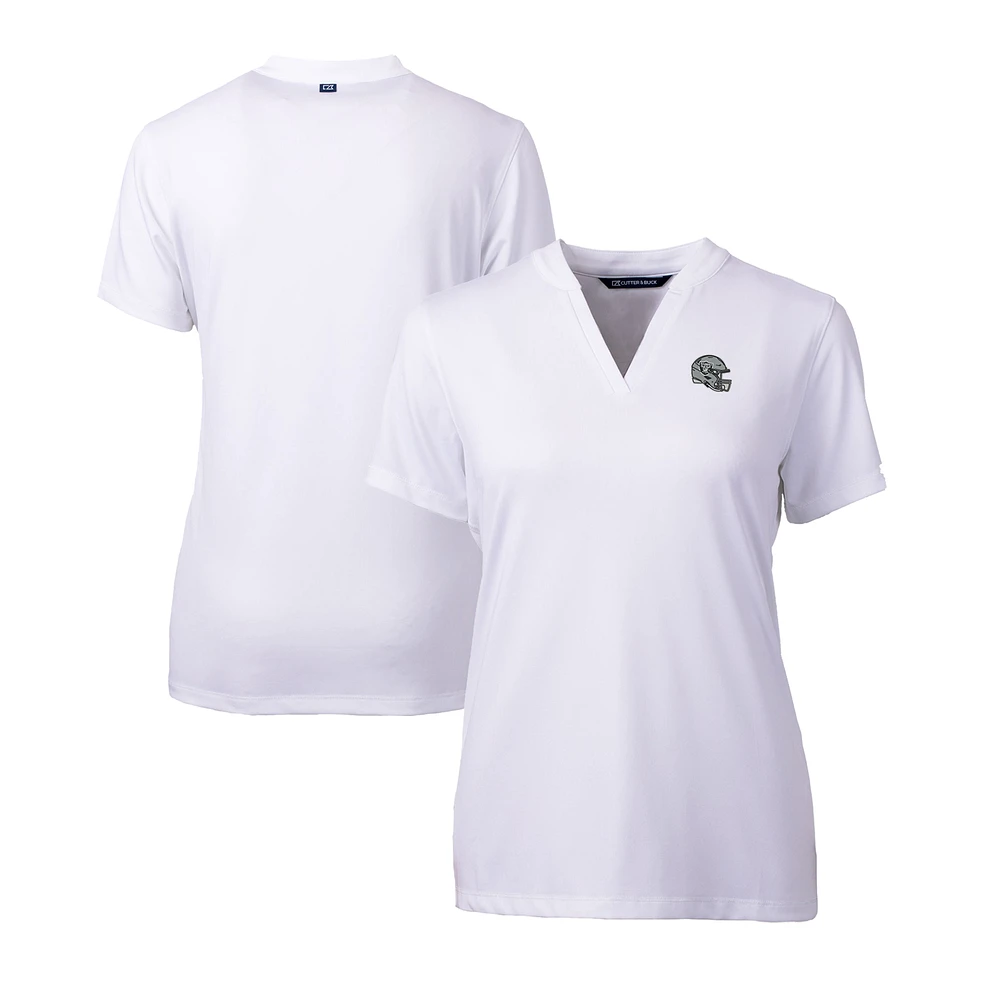 Women's Cutter & Buck White Las Vegas Raiders Helmet Logo DryTec Forge Stretch V-Neck Blade Top