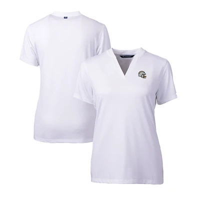 Women's Cutter & Buck White Los Angeles Chargers Helmet Logo DryTec Forge Stretch V-Neck Blade Top