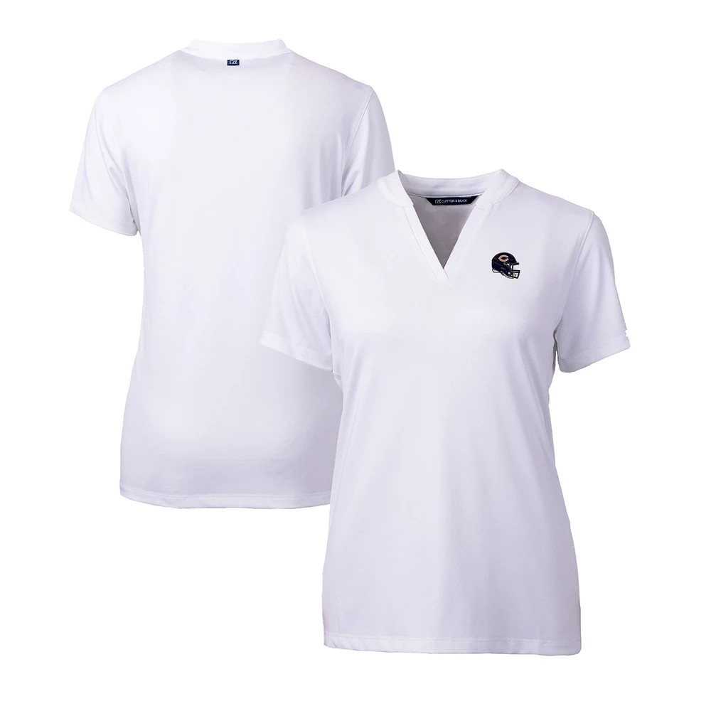 Women's Cutter & Buck White Chicago Bears Helmet Logo DryTec Forge Stretch V-Neck Blade Top