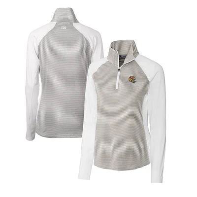 Women's Cutter & Buck White San Francisco 49ers Helmet Logo DryTec Forge Tonal Stripe Stretch Half-Zip Top