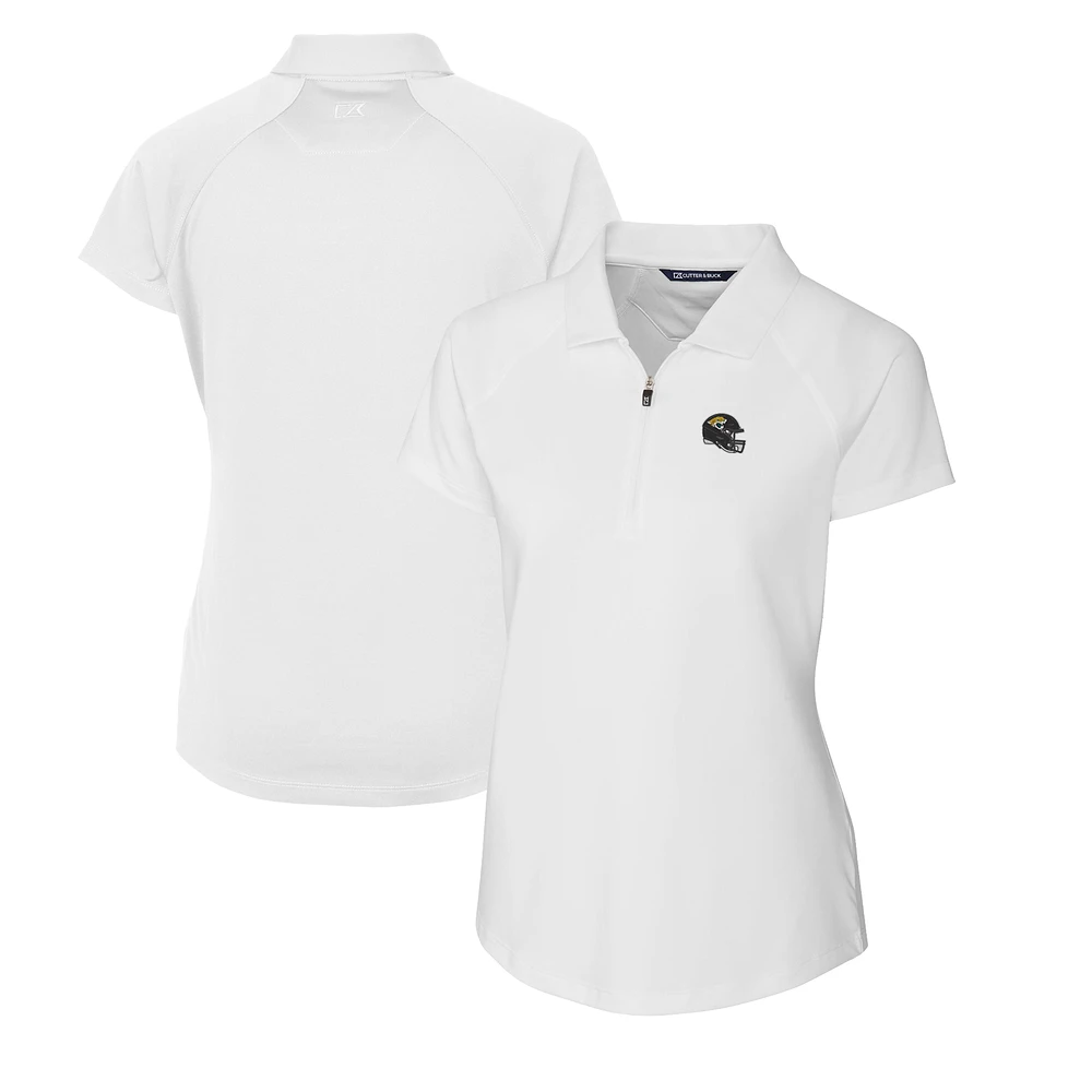 Women's Cutter & Buck White Jacksonville Jaguars Helmet Logo DryTec Forge Stretch Polo
