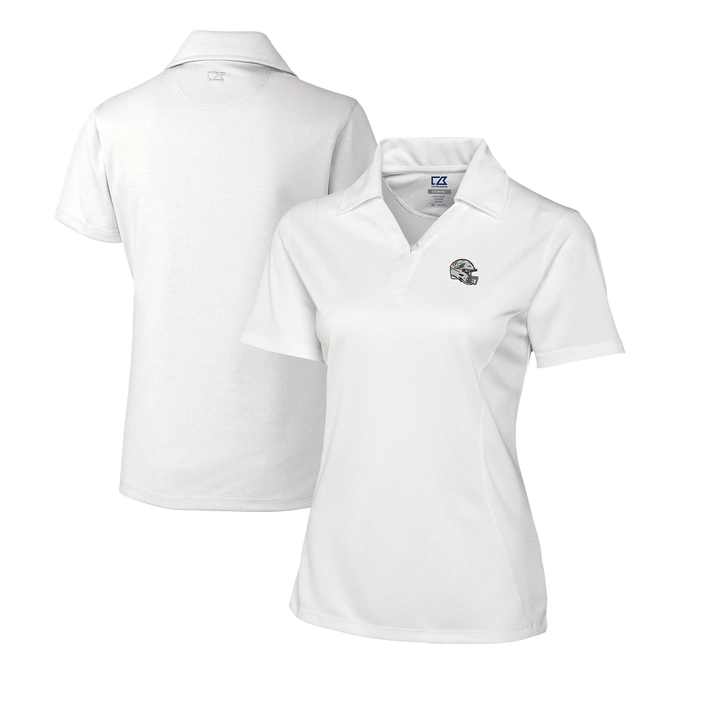 Women's Cutter & Buck White Miami Dolphins Helmet Logo CB DryTec Genre Textured Solid Polo