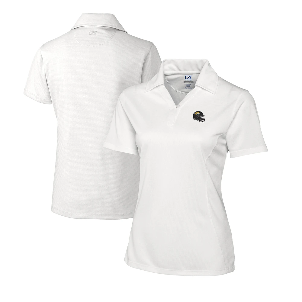 Women's Cutter & Buck White Jacksonville Jaguars Helmet Logo CB DryTec Genre Textured Solid Polo