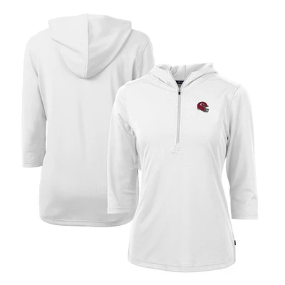 Women's Cutter & Buck  White Kansas City Chiefs Helmet Logo DryTec Virtue Eco Pique Recycled Half-Zip Pullover Hoodie