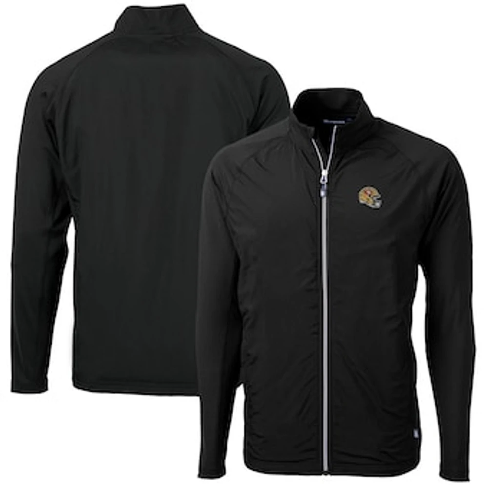 Men's Cutter & Buck Black San Francisco 49ers Helmet Adapt Eco Knit Hybrid Recycled Full-Zip Jacket