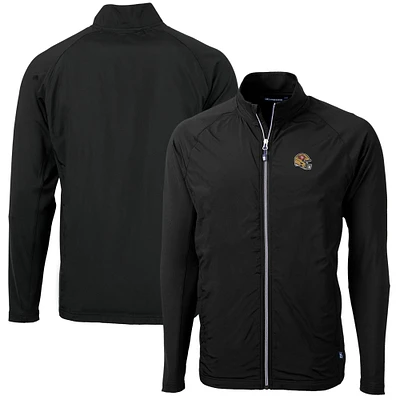Men's Cutter & Buck Black San Francisco 49ers Helmet Adapt Eco Knit Hybrid Recycled Full-Zip Jacket