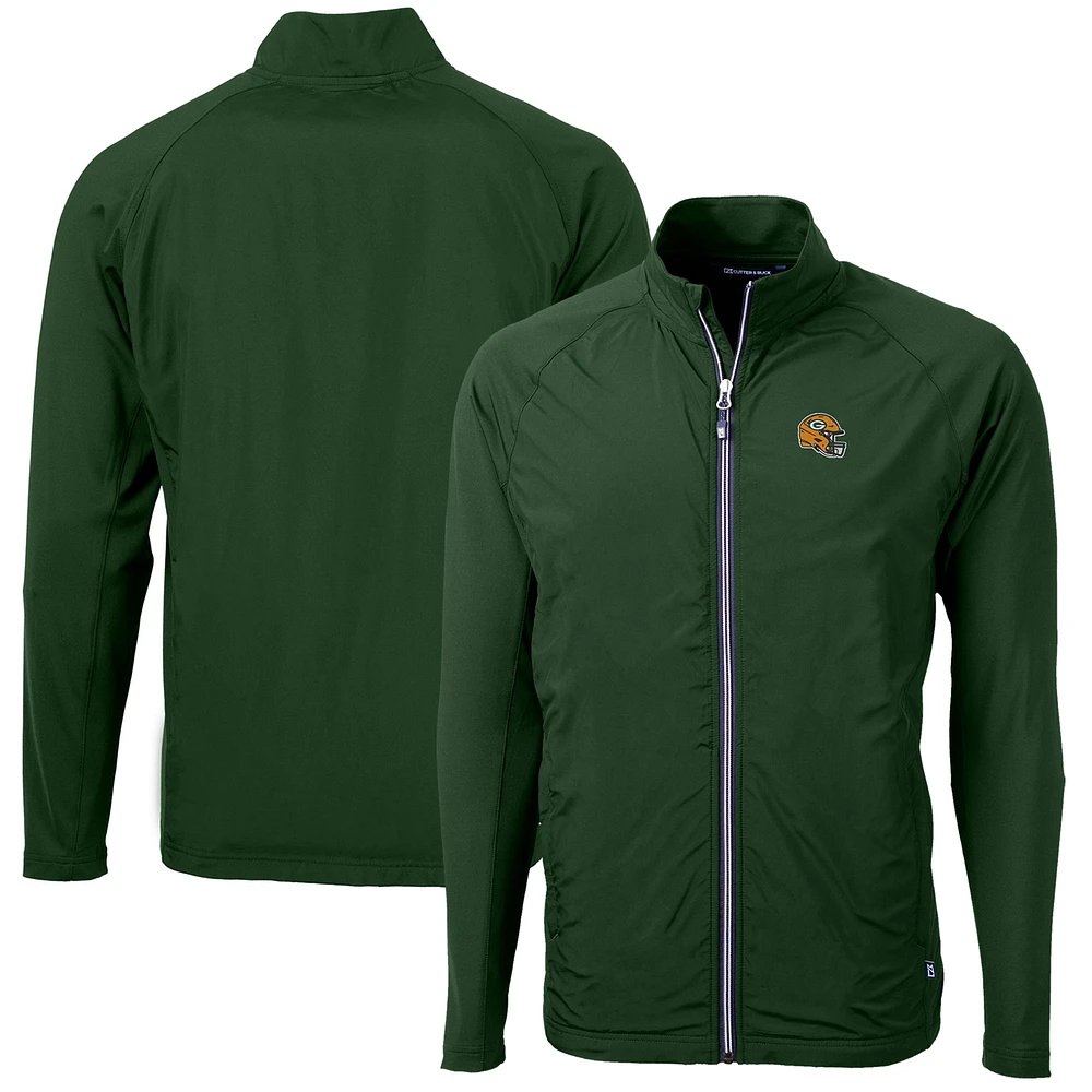 Men's Cutter & Buck Green Bay Packers Helmet Adapt Eco Knit Hybrid Recycled Full-Zip Jacket