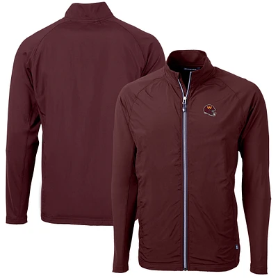 Men's Cutter & Buck Burgundy Washington Commanders Helmet Adapt Eco Knit Hybrid Recycled Full-Zip Jacket