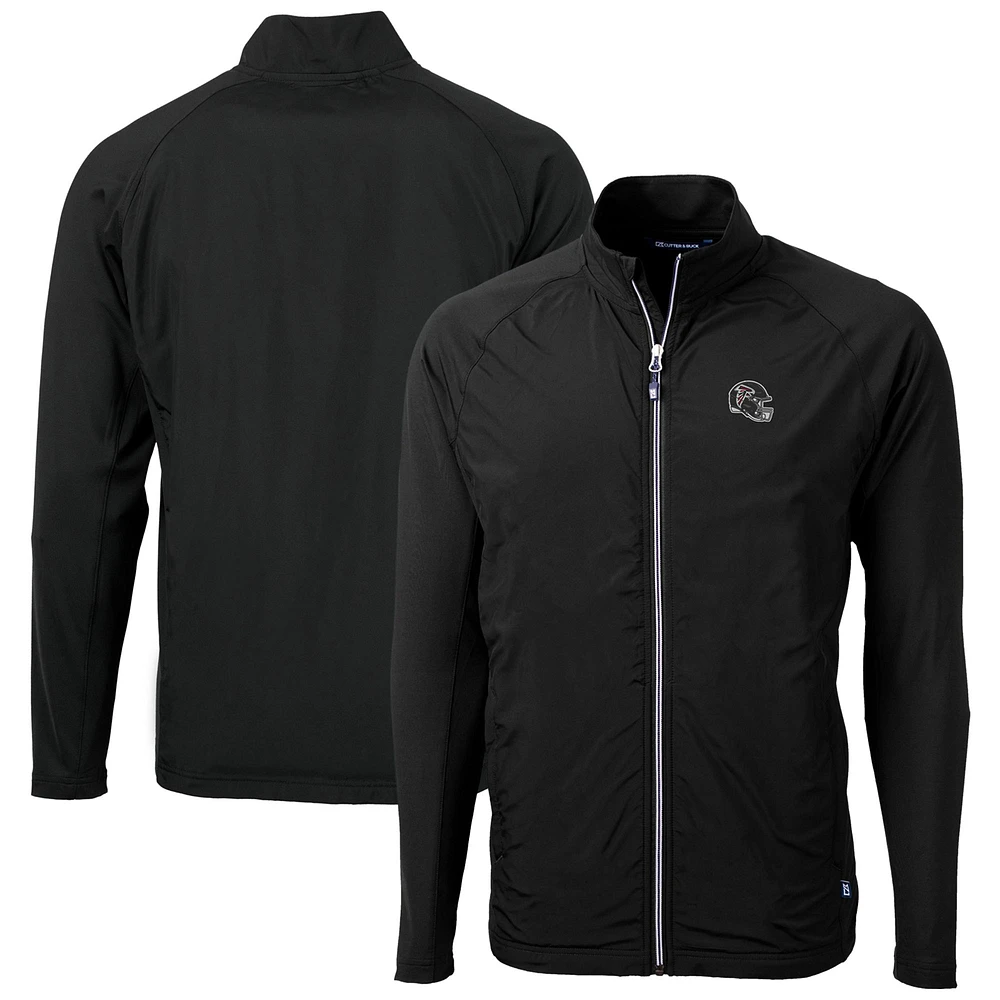Men's Cutter & Buck Black Atlanta Falcons Helmet Adapt Eco Knit Hybrid Recycled Full-Zip Jacket