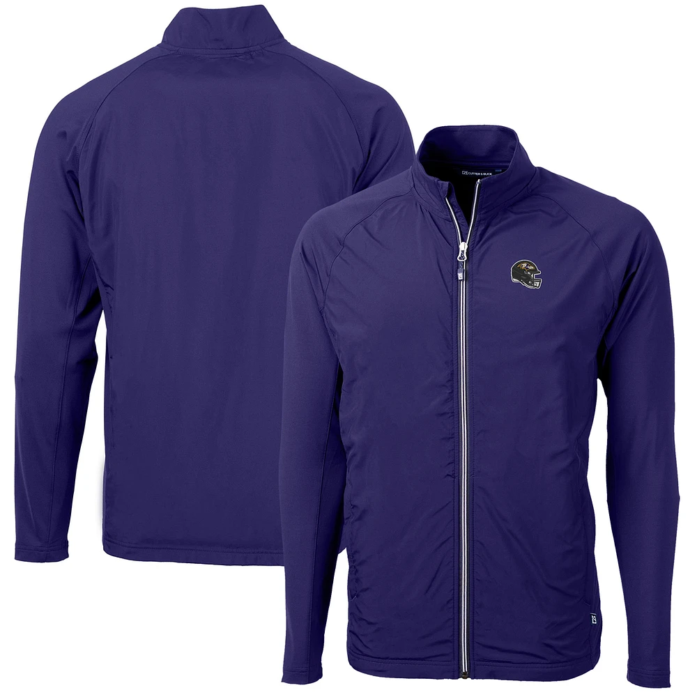 Men's Cutter & Buck Purple Baltimore Ravens Helmet Adapt Eco Knit Hybrid Recycled Full-Zip Jacket