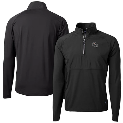 Men's Cutter & Buck Black Pittsburgh Steelers Helmet Adapt Eco Knit Hybrid Recycled Quarter-Zip Pullover Top