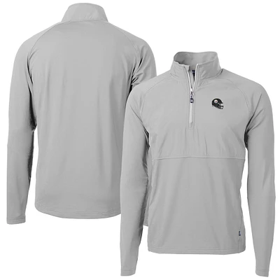 Men's Cutter & Buck Silver Pittsburgh Steelers Helmet Adapt Eco Knit Hybrid Recycled Quarter-Zip Pullover Top