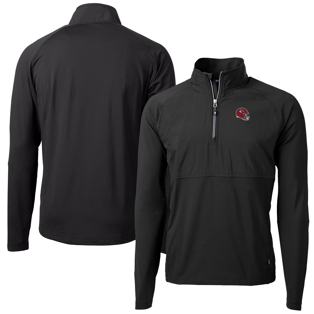 Men's Cutter & Buck Black Kansas City Chiefs Helmet Adapt Eco Knit Hybrid Recycled Quarter-Zip Pullover Top