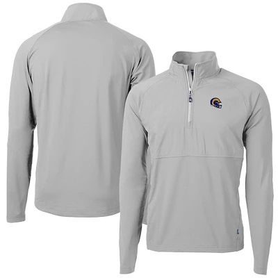 Men's Cutter & Buck Silver Los Angeles Rams Helmet Adapt Eco Knit Hybrid Recycled Quarter-Zip Pullover Top