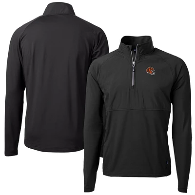 Men's Cutter & Buck Black Cincinnati Bengals Helmet Adapt Eco Knit Hybrid Recycled Quarter-Zip Pullover Top