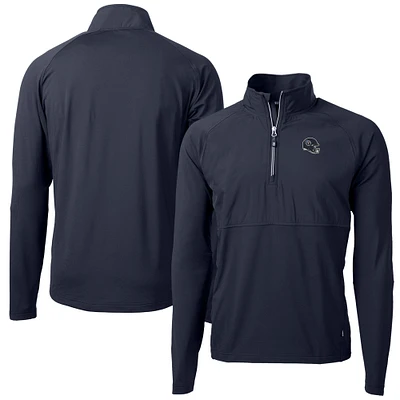 Men's Cutter & Buck Navy Tennessee Titans Helmet Adapt Eco Knit Hybrid Recycled Quarter-Zip Pullover Top