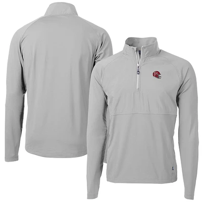 Men's Cutter & Buck Silver Atlanta Falcons Helmet Adapt Eco Knit Hybrid Recycled Quarter-Zip Pullover Top