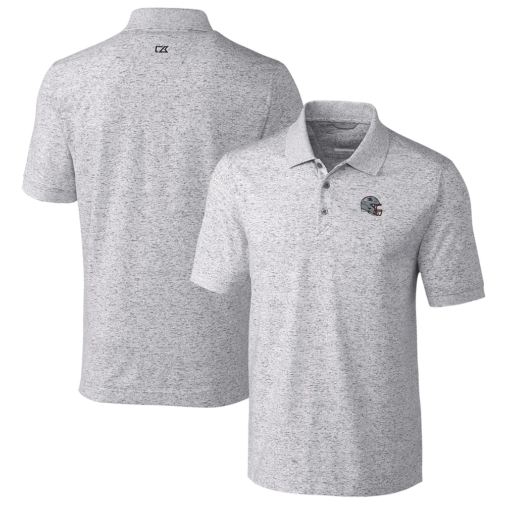 Men's Cutter & Buck Gray New England Patriots Helmet Advantage Space Dye Tri-Blend Polo