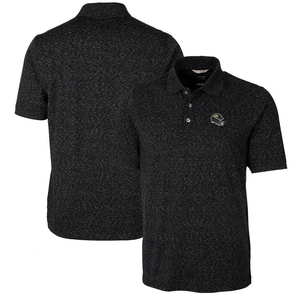Men's Cutter & Buck Black Jacksonville Jaguars Helmet Advantage Space Dye Tri-Blend Polo