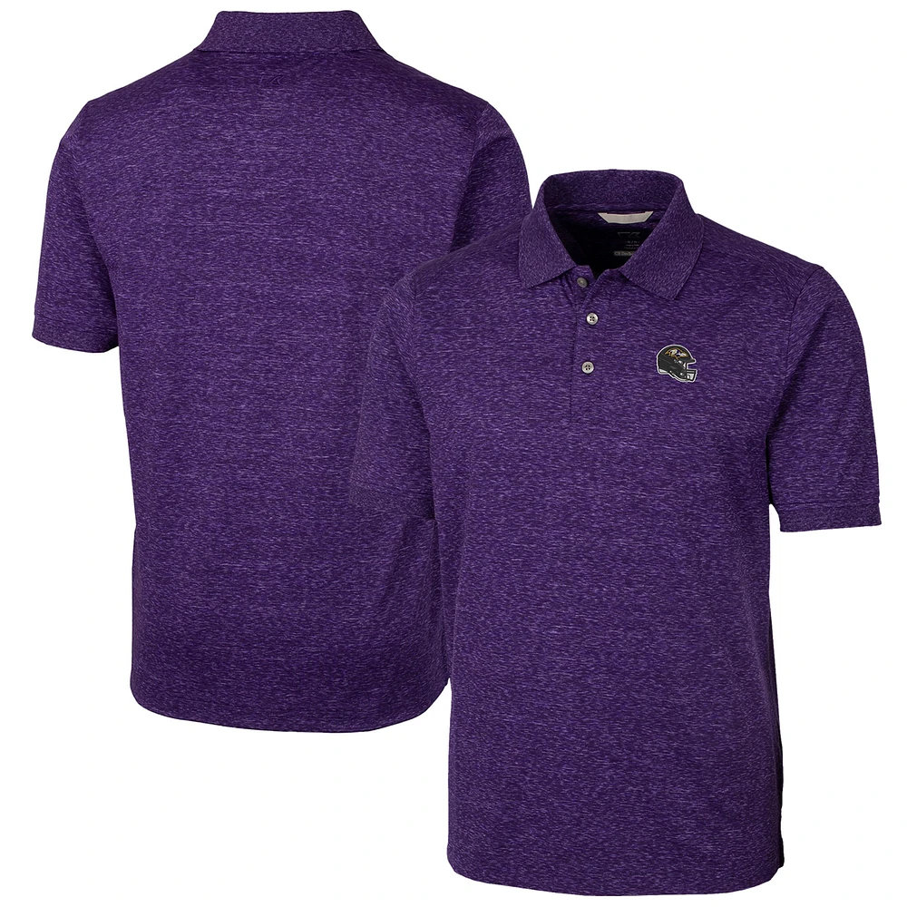 Men's Cutter & Buck Purple Baltimore Ravens Helmet Advantage Space Dye Tri-Blend Polo
